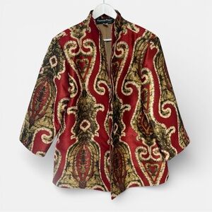 Painted Pony Woven Tapestry Jacket Red Gold Made‎ in USA Large